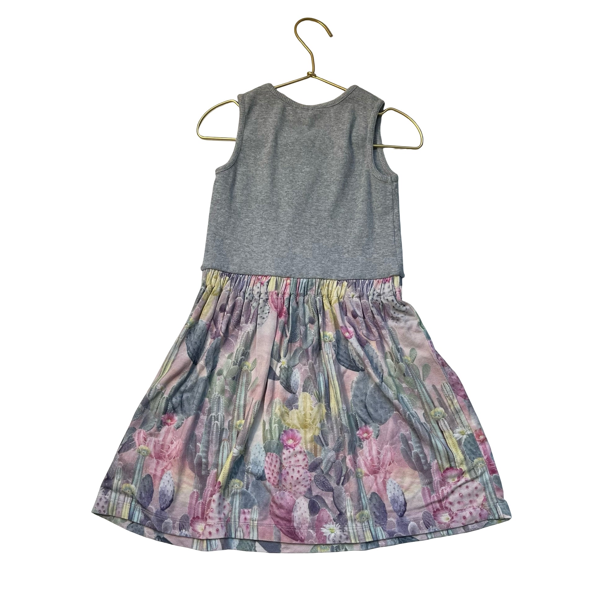 Molo Gray & Pastel Cactus Print Dress - Size 5-6