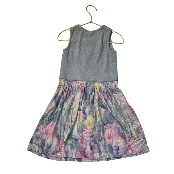 Molo Gray & Pastel Cactus Print Dress - Size 5-6