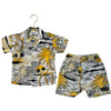 Molo Ivory, Black, Yellow Tropical Print Button Down & Shorts - Size 80 (12 Mo)