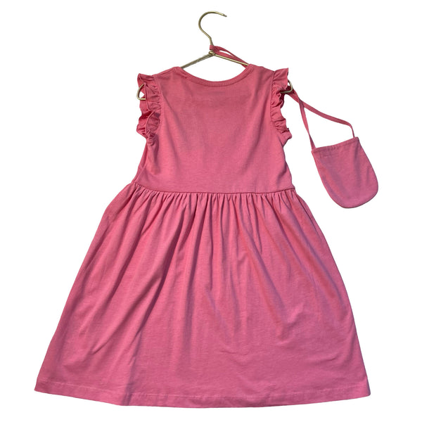 Lupilu Pink 'Fun In the Sun' Sequin Palm Tree Dress & Purse - Size 122-128 (7-8)