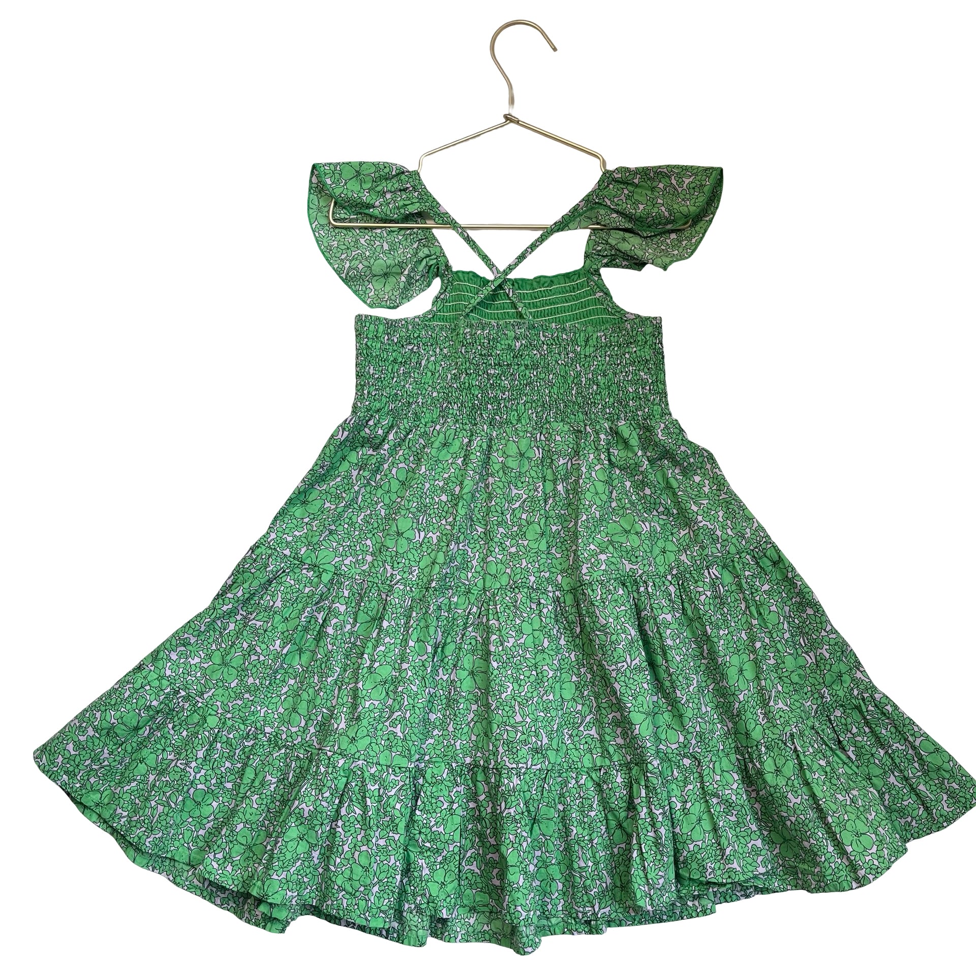 Isobella & Chloe Green & Pink Floral Smocked Dress - Size 6