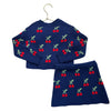 btween Blue & Red Cherry Pattern Knit Skirt & Cardigan Sweater Set - Size 2T