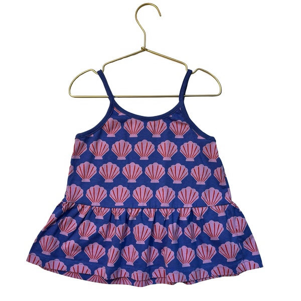Hanna Andersson Purple Shell Print Peplum Tank Top - Size 6-7