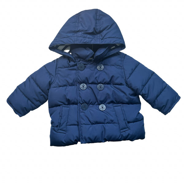 Baby Gap Navy Puffer Hooded Jacket - Size 6-12 Mo