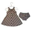 Ralph Lauren Navy, Ivory, Red, Yellow, Green Striped Dress & Bloomers - 24 Mo