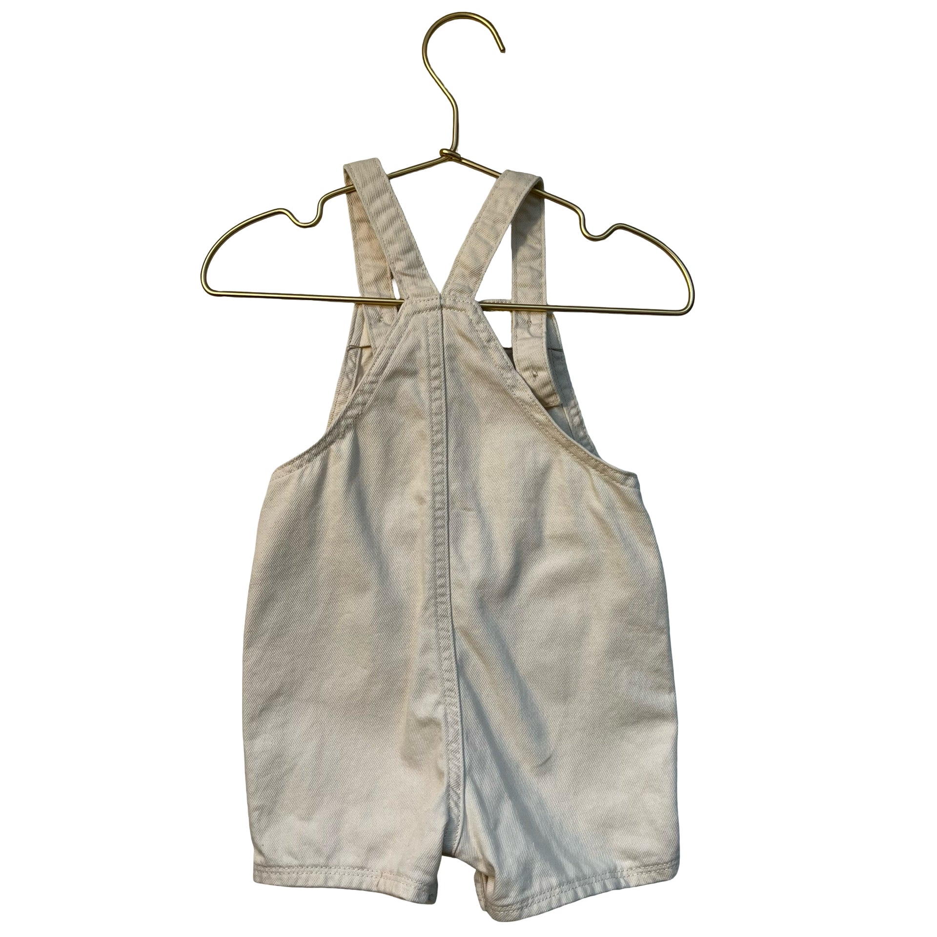 Old Navy Ivory Denim Shortalls - Size 12-18 Mo