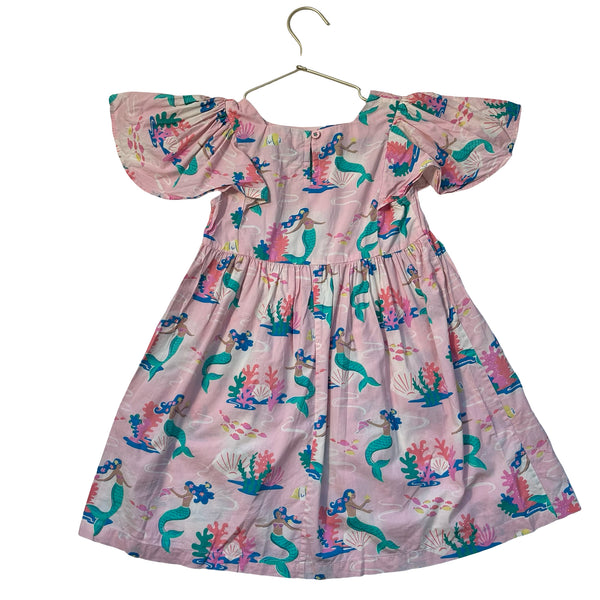 Mini Boden Pink Mermaid Print Dress - Size 6-7Y