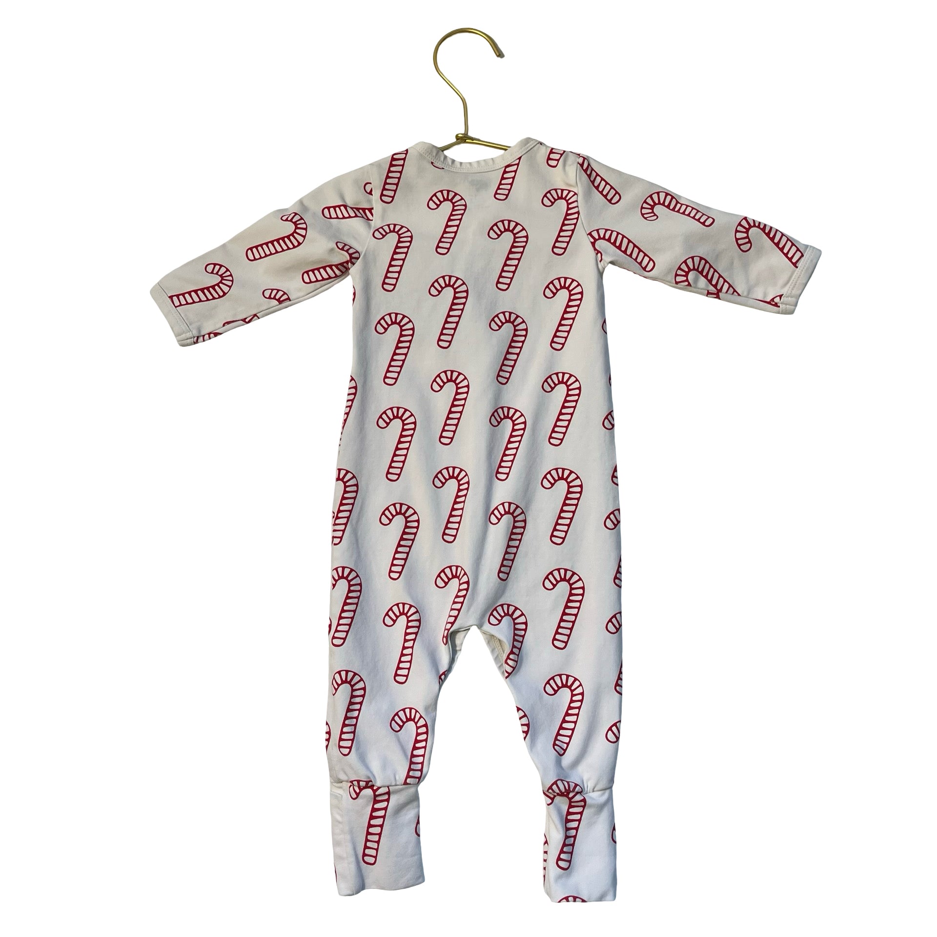 Monica + Andy Ivory & Red Candy Cane Print One-Piece - Size 3-6 Mo