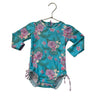 Ruffle Butts Aqua Blue Tropical Floral Swim Suit - Size 18-24 Mo