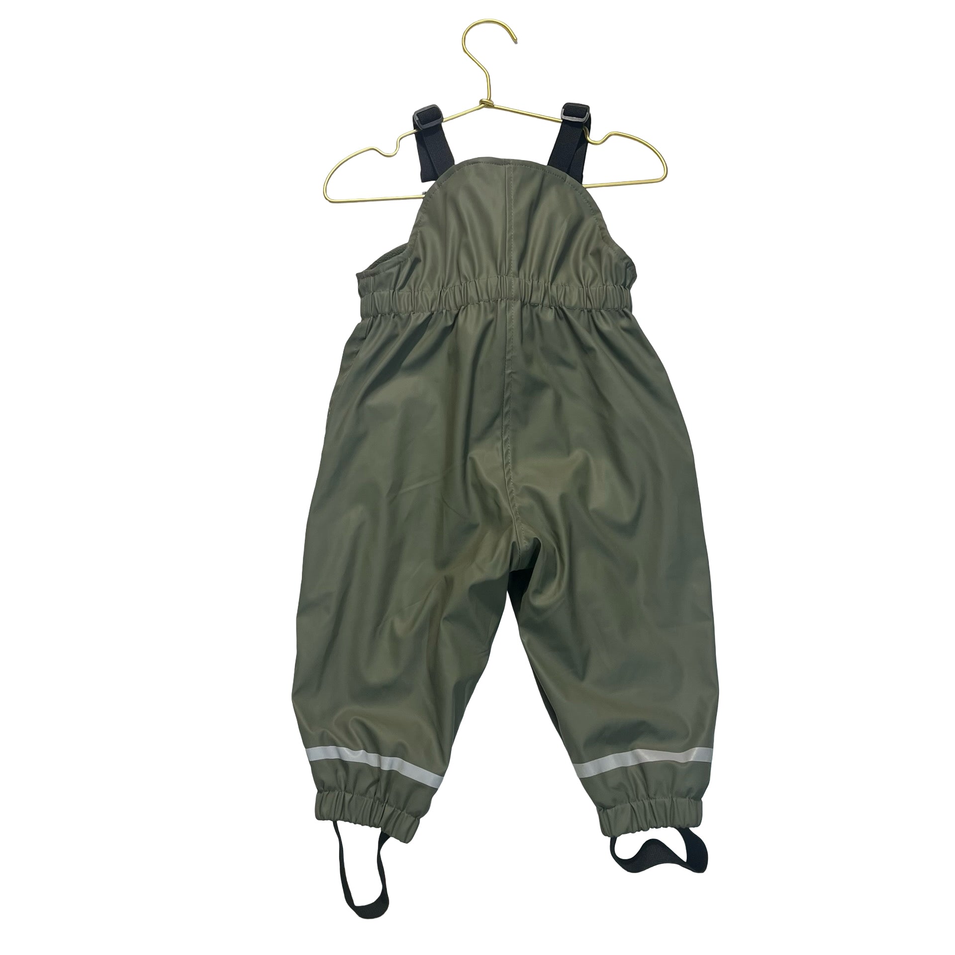 Zara Fleece-Lined Olive Green Rain Bib - Size 1.5Y
