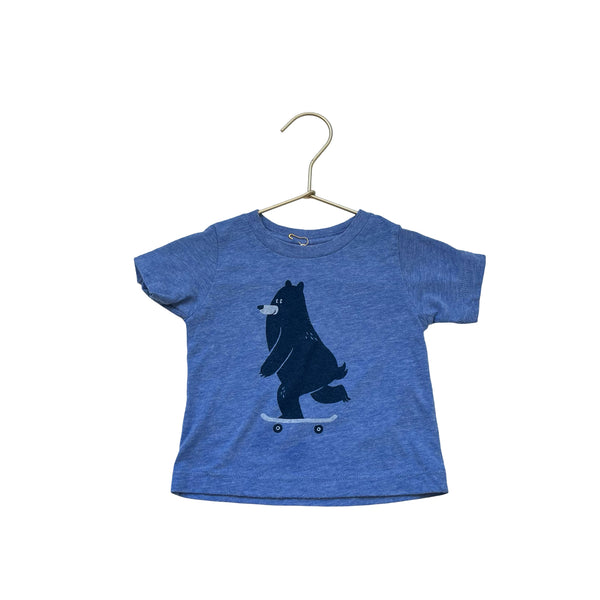 Factory 43 Blue & Navy Bear On A Skateboard T-Shirt - Size 6-12 Months