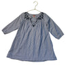 Pink Chicken Navy Striped Embroidered Dress - Size 5Y