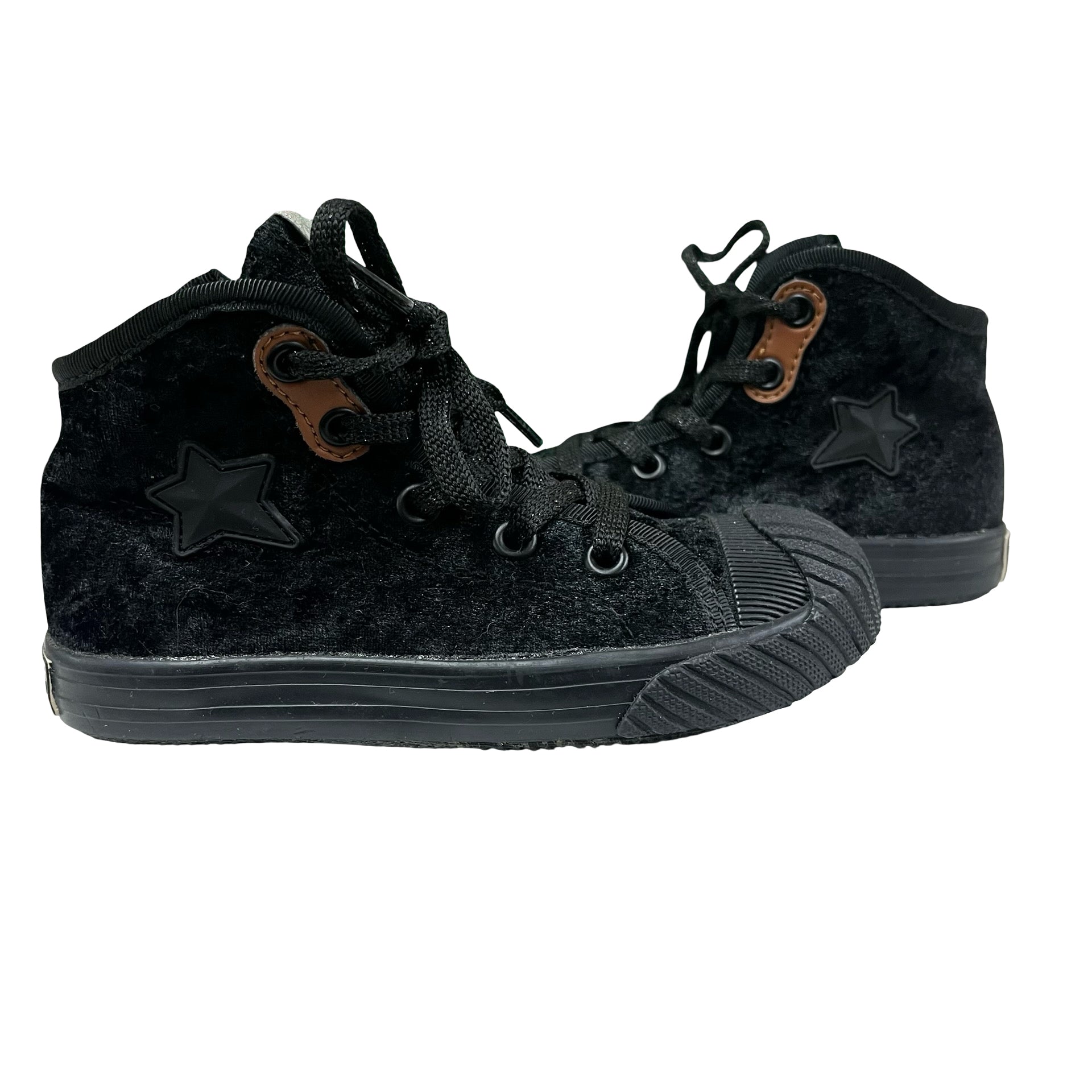 Naturino Black Crushed Velvet High Top Sneakers - Size 28 (11)