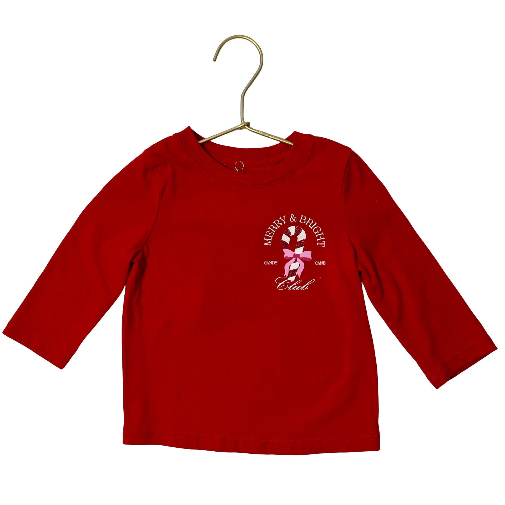Cat & Jack Red 'Merry & Bright' Graphic Shirt - Size 12 Mo