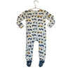Posh Peanut Ivory, Blue, Yellow Race Car Footed PJs - Size 12-18 Mo