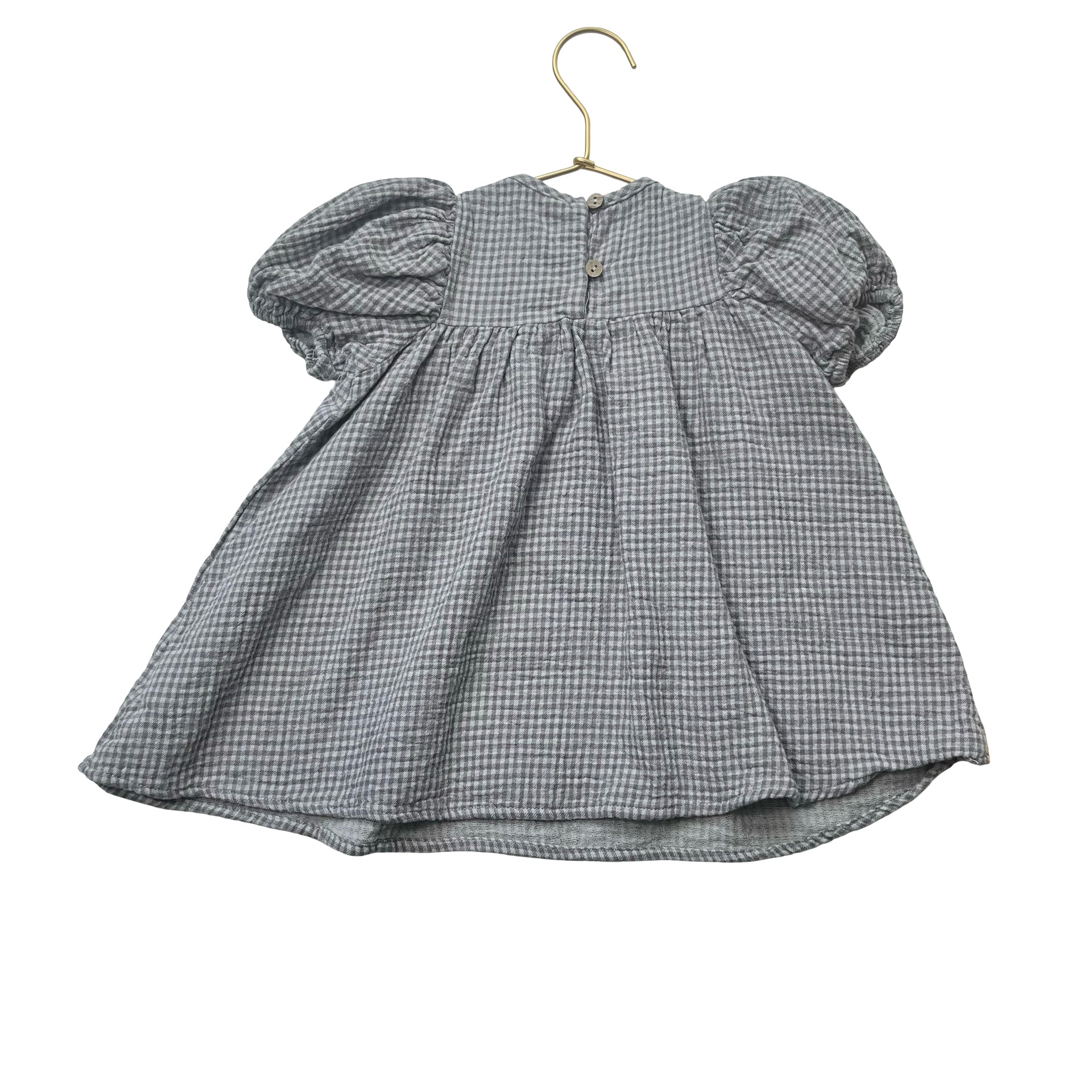 Quincy Mae Gray Check Smocked Dress - Size 12-18 Mo