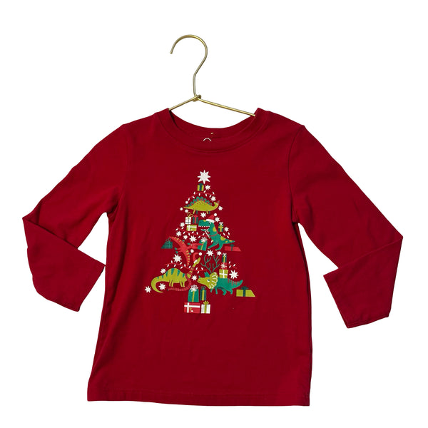 Cat & Jack Red Dinosaur Christmas Tree Shirt - Size 3T