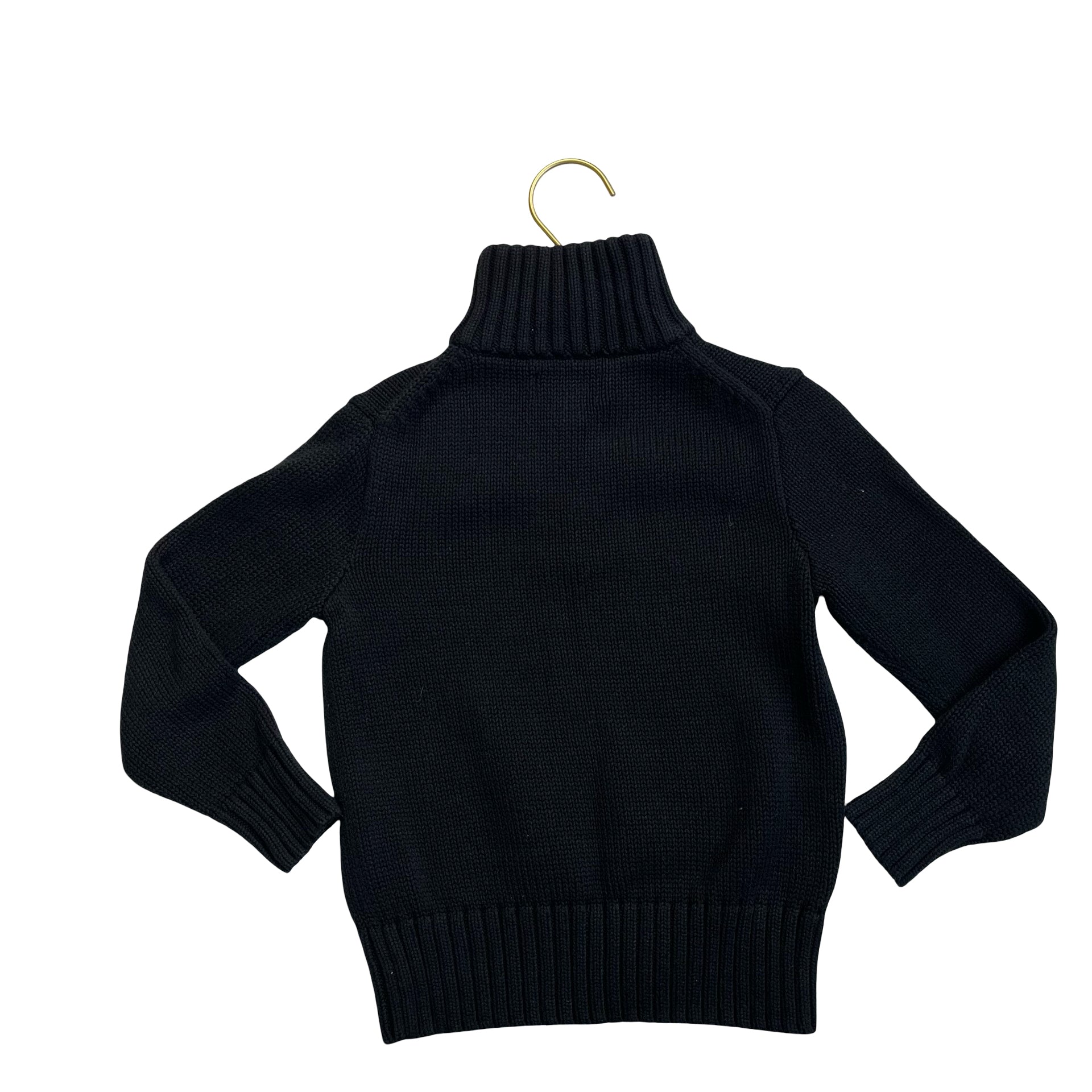 Polo Ralph Lauren Black Cotton Quarter-Zip Sweater - Size 4