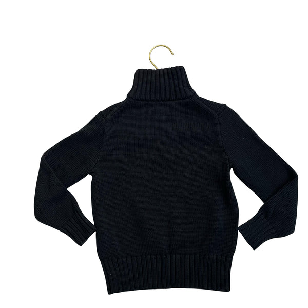 Polo Ralph Lauren Black Cotton Quarter-Zip Sweater - Size 4