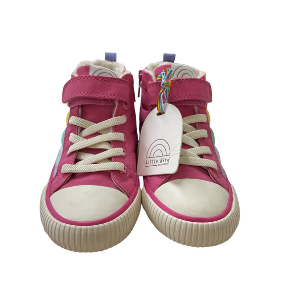Little Bird Sherpa-Lined Pink & Rainbow High Top Sneakers with Tags - Size 10