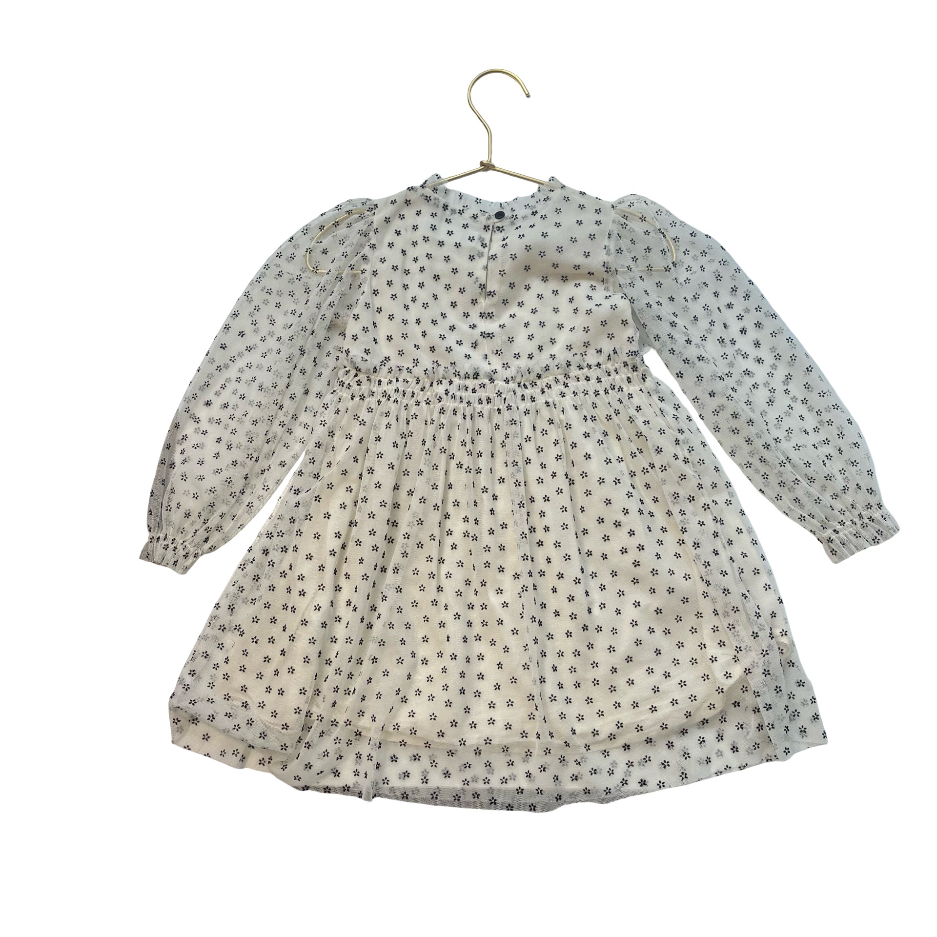Zara Ivory & Black Flower Print Tulle Dress - Size 2-3