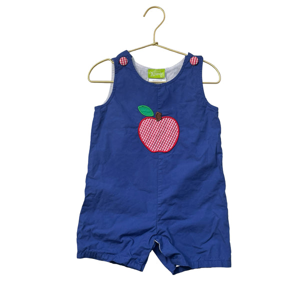 Classic Whimsy Blue Apple Applique Romper - Size 2