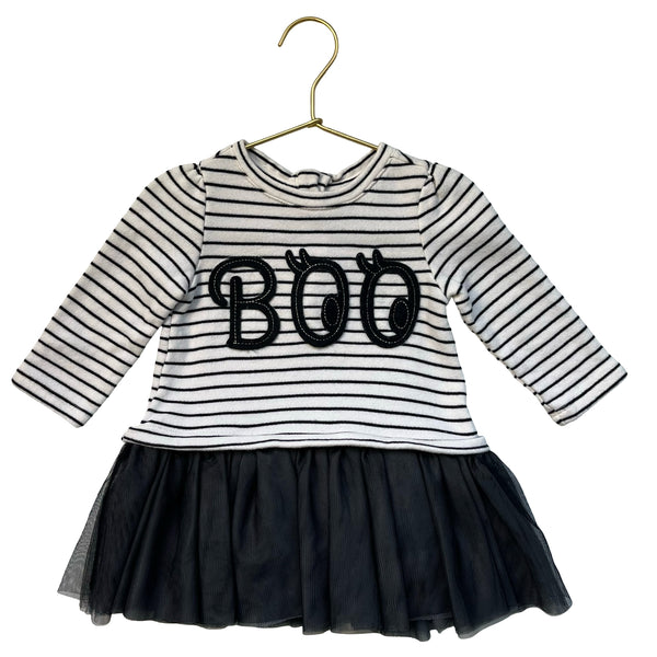 Baby Gap Ivory & Black 'Boo' Sweatshirt & Tulle Dress - Size 6-12 Mo