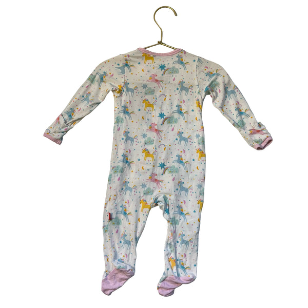 Magnetic Me Ivory & Pastel Unicorn Print Footie PJS - Size 0-3 Mo