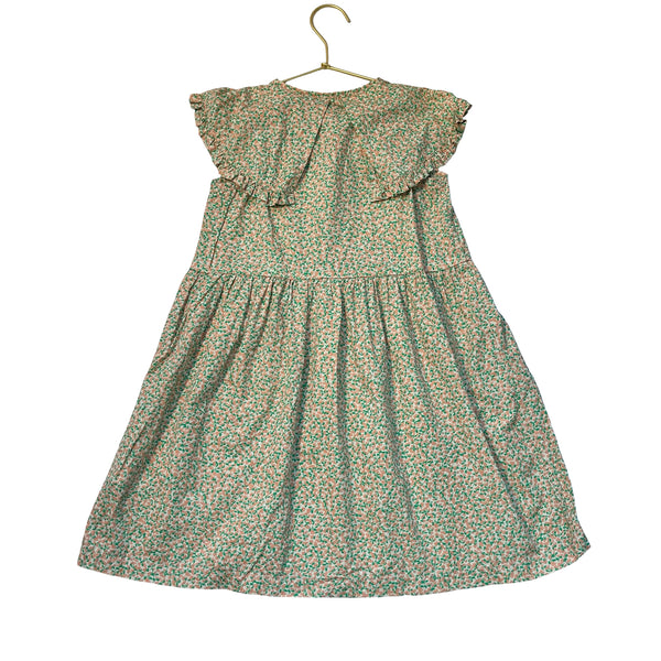 Tinycottons Ivory, Green, Peach Floral Dress - Size 6Y
