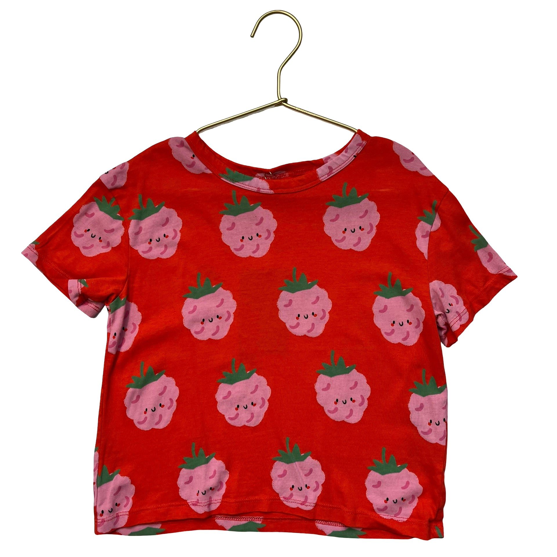 H&M Red & Pink Smiley Raspberry Print T-Shirt - Size 5-6