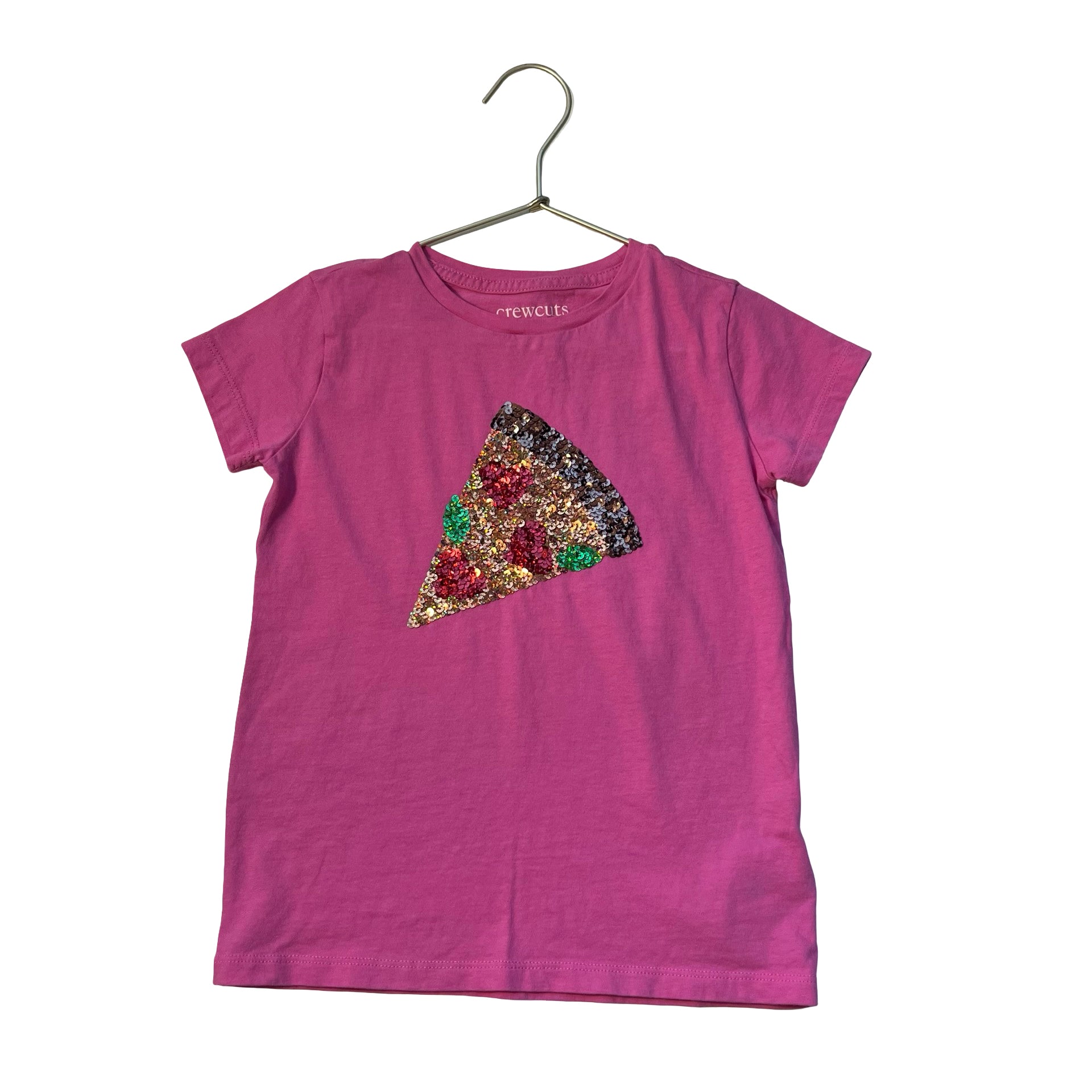 Crewcuts Pink Sequin Pizza T-Shirt - Size S 6-7