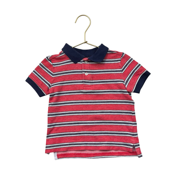Janie and Jack Red, Navy, White Striped Polo Shirt - Size 2T