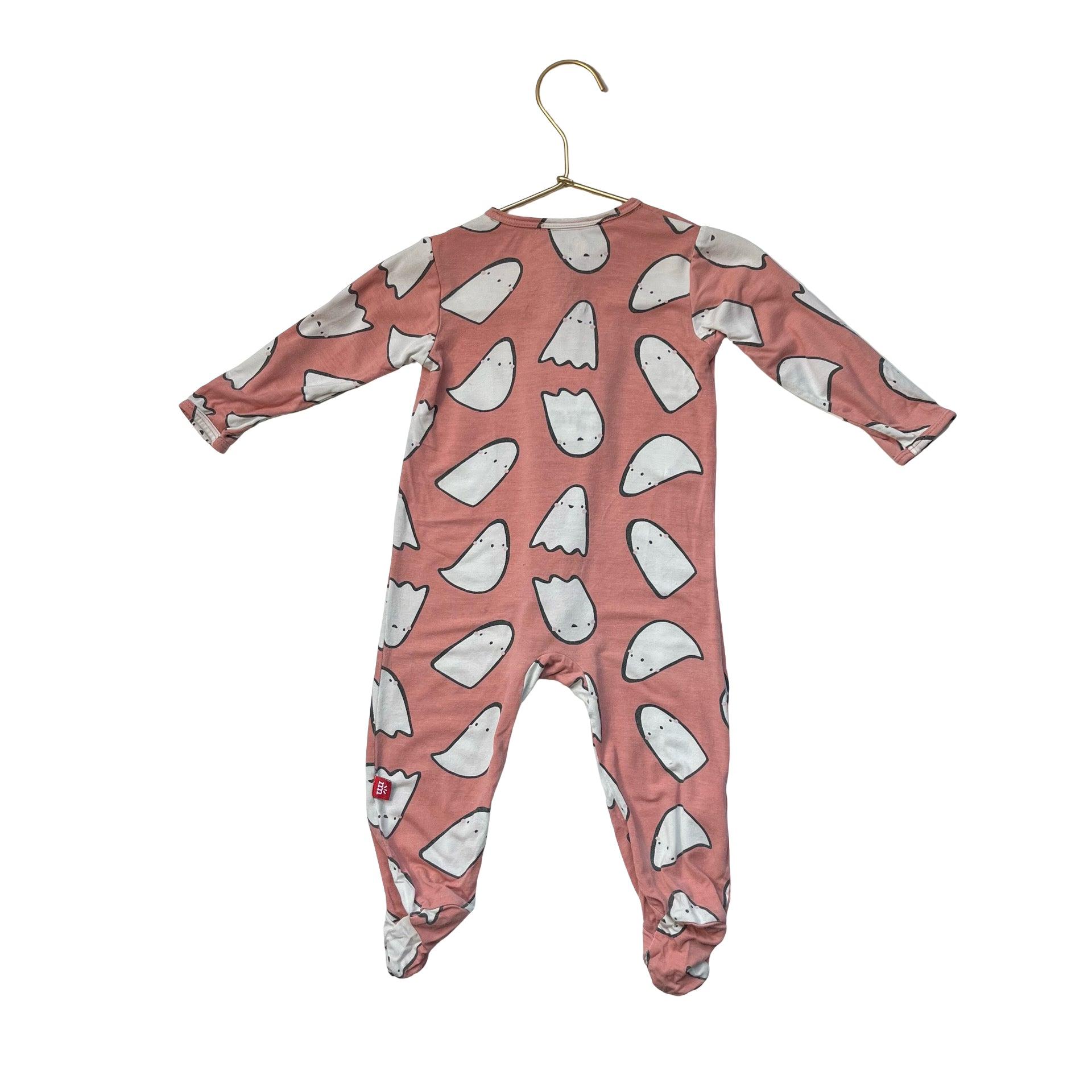Magnetic Me Dusty Peach Ghost Print Footed One-Piece PJS - Szie 6-9 Mo