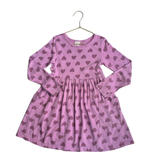 Hanna Andersson Lavender Heart Print Dress - Size 6-7