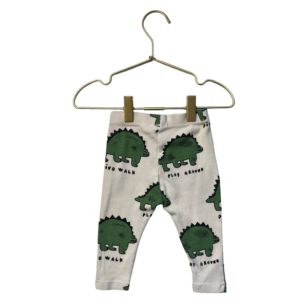 Zara Ivory & Green Print Ribbed Dino Pants - Size 6-9 Mo