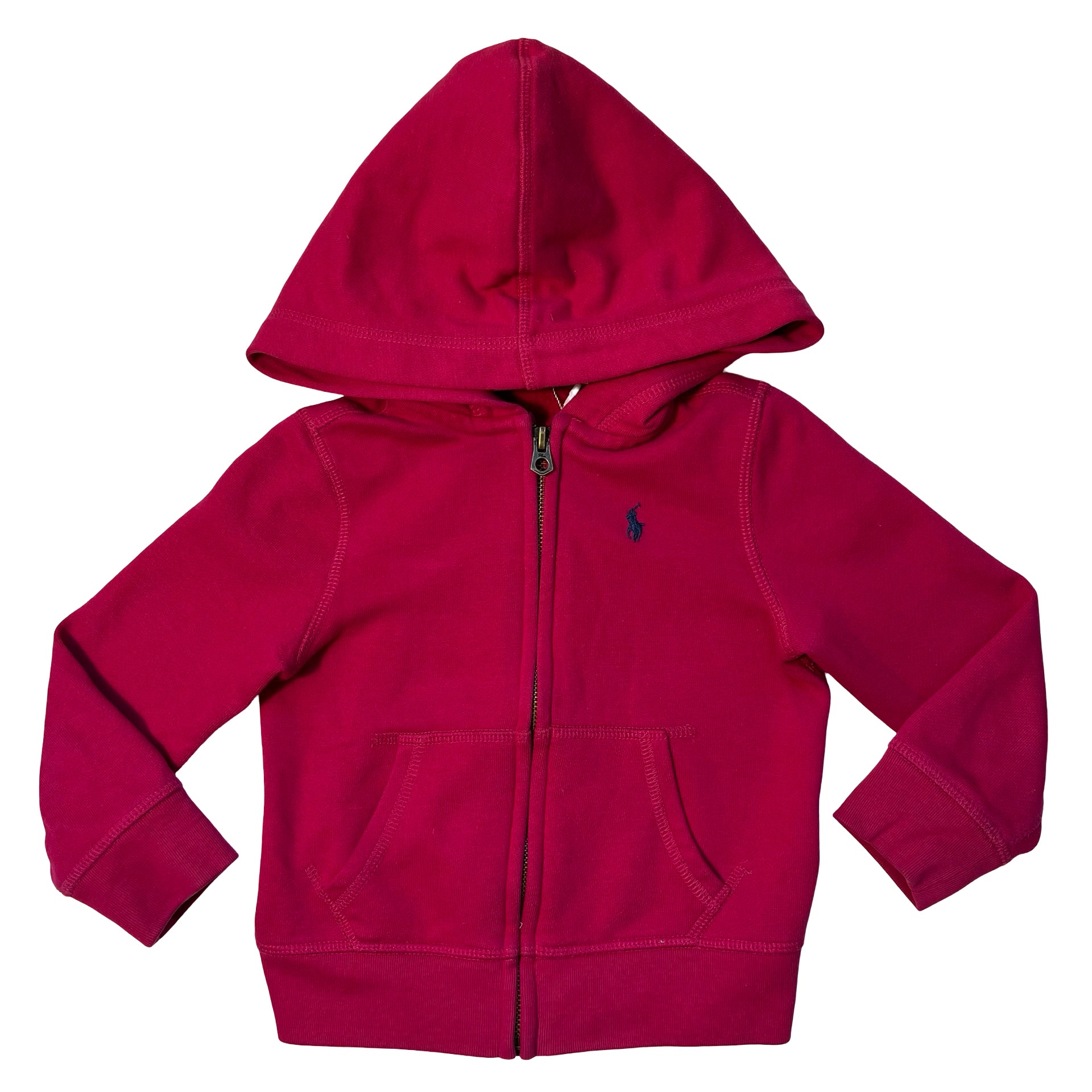 Polo Ralph Lauren Raspberry Pink Zip-Up Hooded Sweatshirt - Size 3