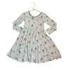 Kyte Ivory & Green Crane Bird Print Dress - Size 4T