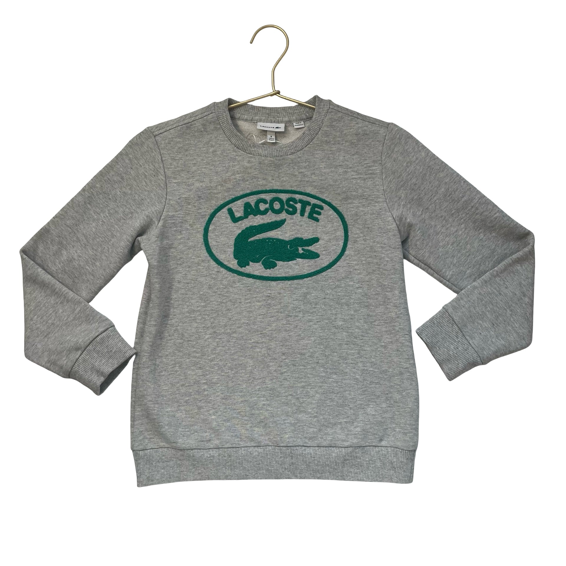 Lacoste Gray & Green Logo Sweatshirt - Size 8