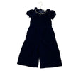 Janie and Jack Navy Velvet Jumpsuit, Gold Embroidered Collar - Size 3