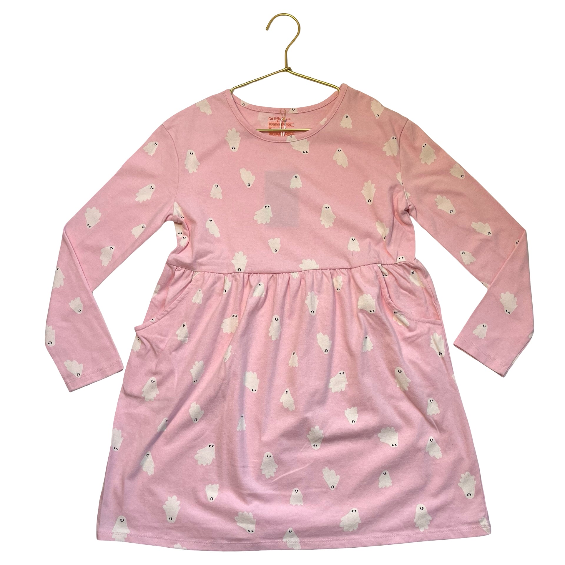 Cat & Jack Pink Ghost Print Dress - Size M 8