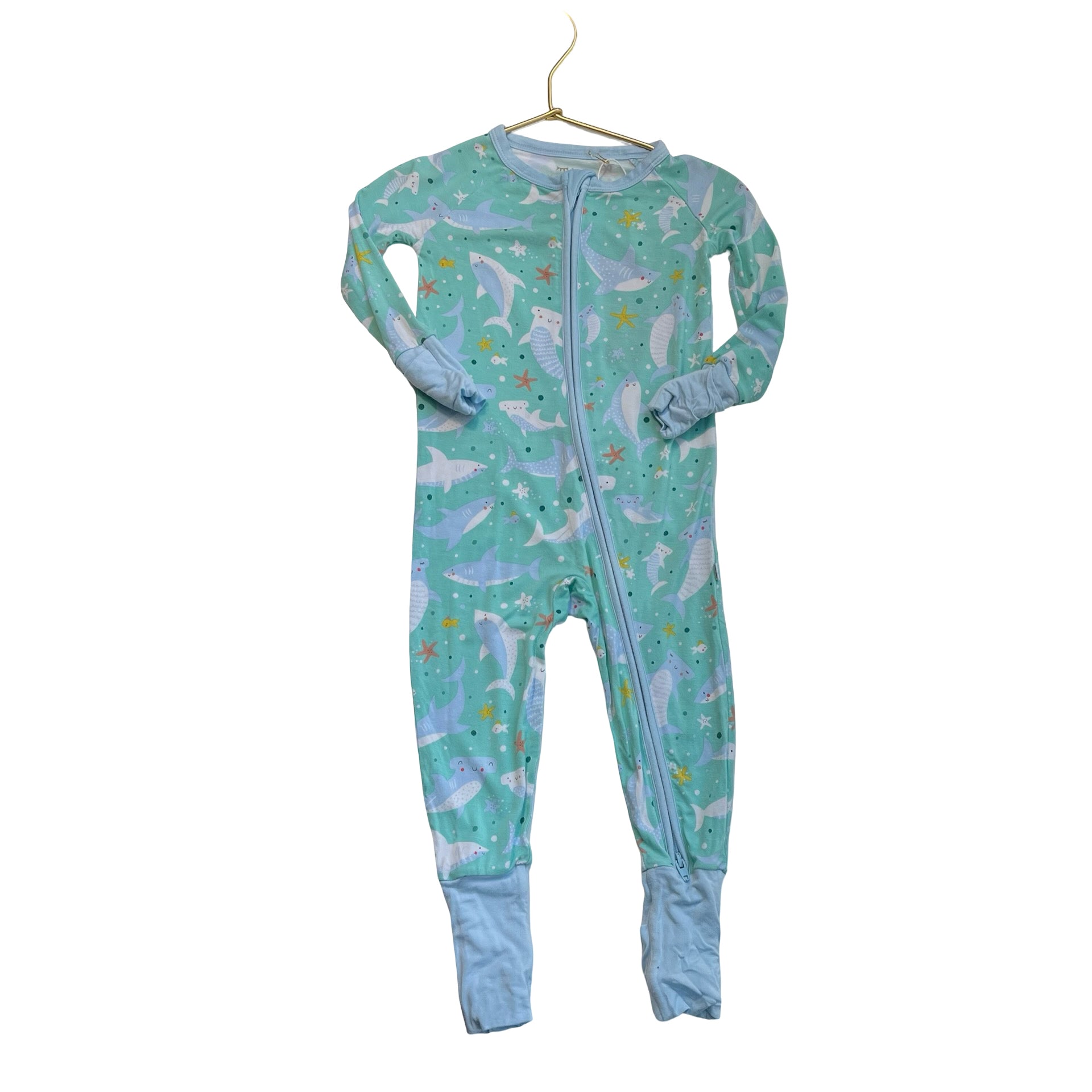 Little Sleepies Mint Green Underwater Print One-Piece PJs - Size 6-12 Mo