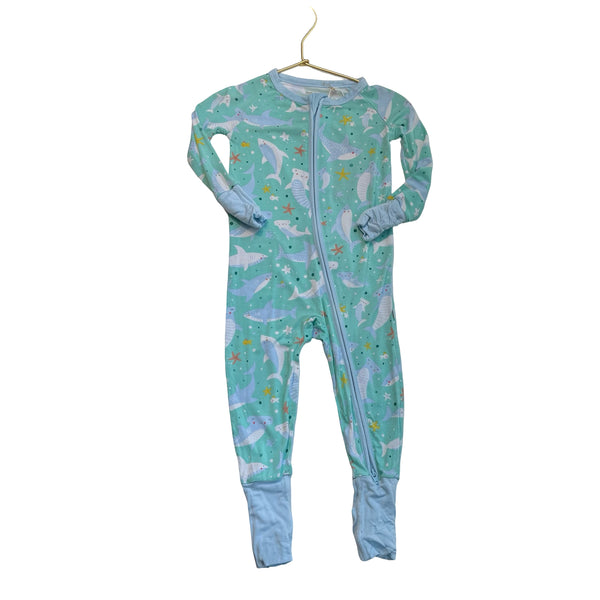 Little Sleepies Mint Green Underwater Print One-Piece PJs - Size 6-12 Mo
