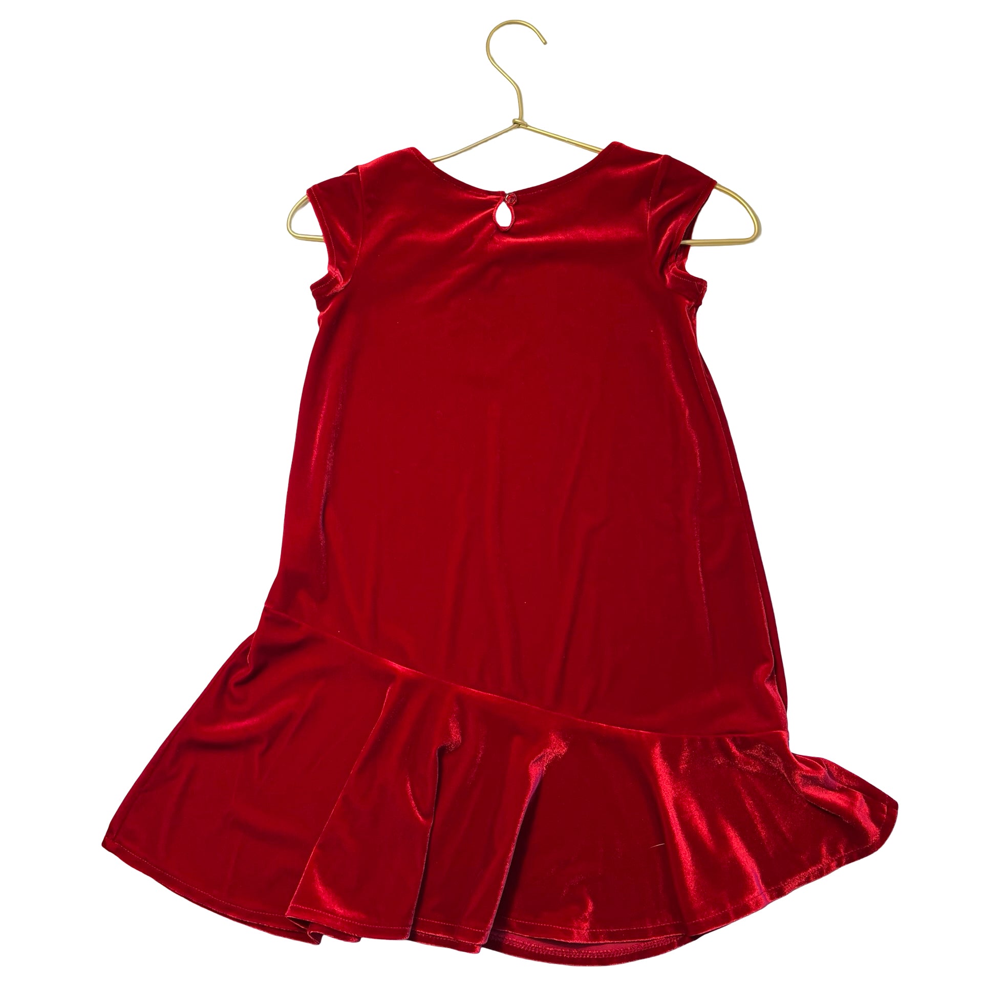 Lands' End Red Velvet Cap Sleeve Dress - Size L (6x/7)