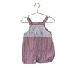 Anavini Red & White Striped Seersucker Embroidered Sailboat Shortall - Size 9 Mo