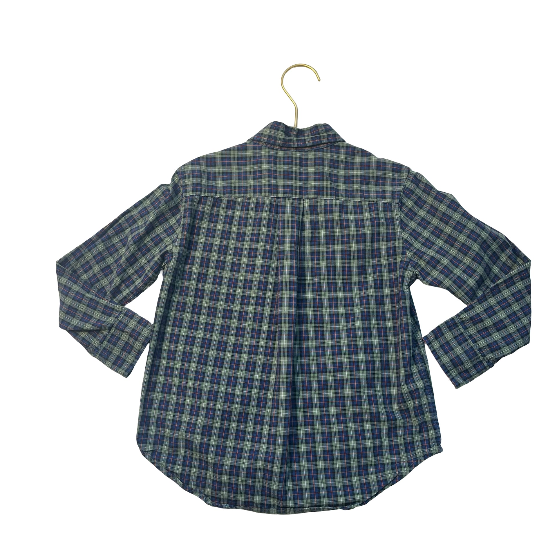 Ralph Lauren Green & Navy Plaid Button Down Shirt - Size 4