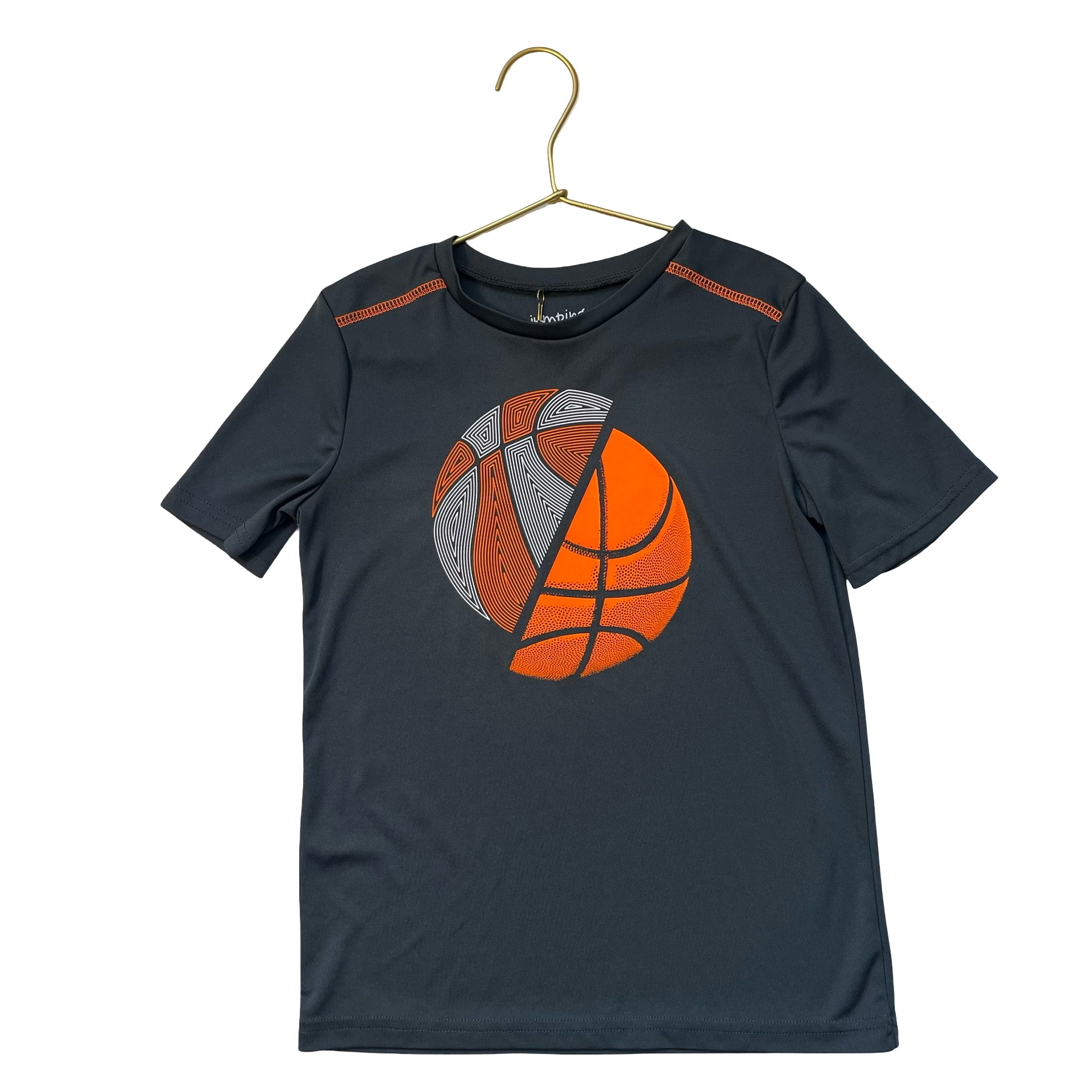 Jumping Beans Active Gray & Orange Basketball Graphic T-Shirt - Size 7