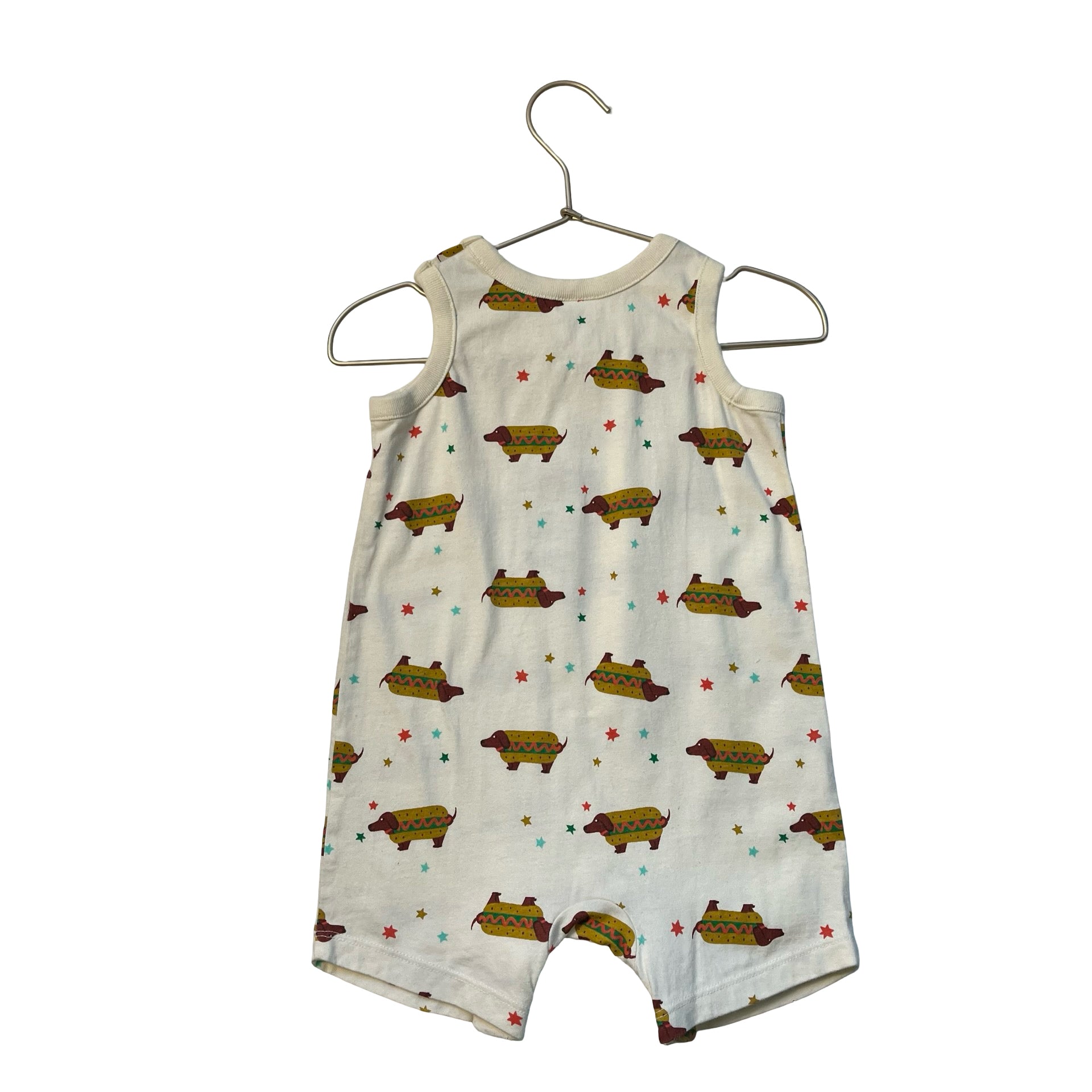 Hanna Andersson Ivory Dachshund Hot Dot Print Shortall Romper - Size 18-24 Mo