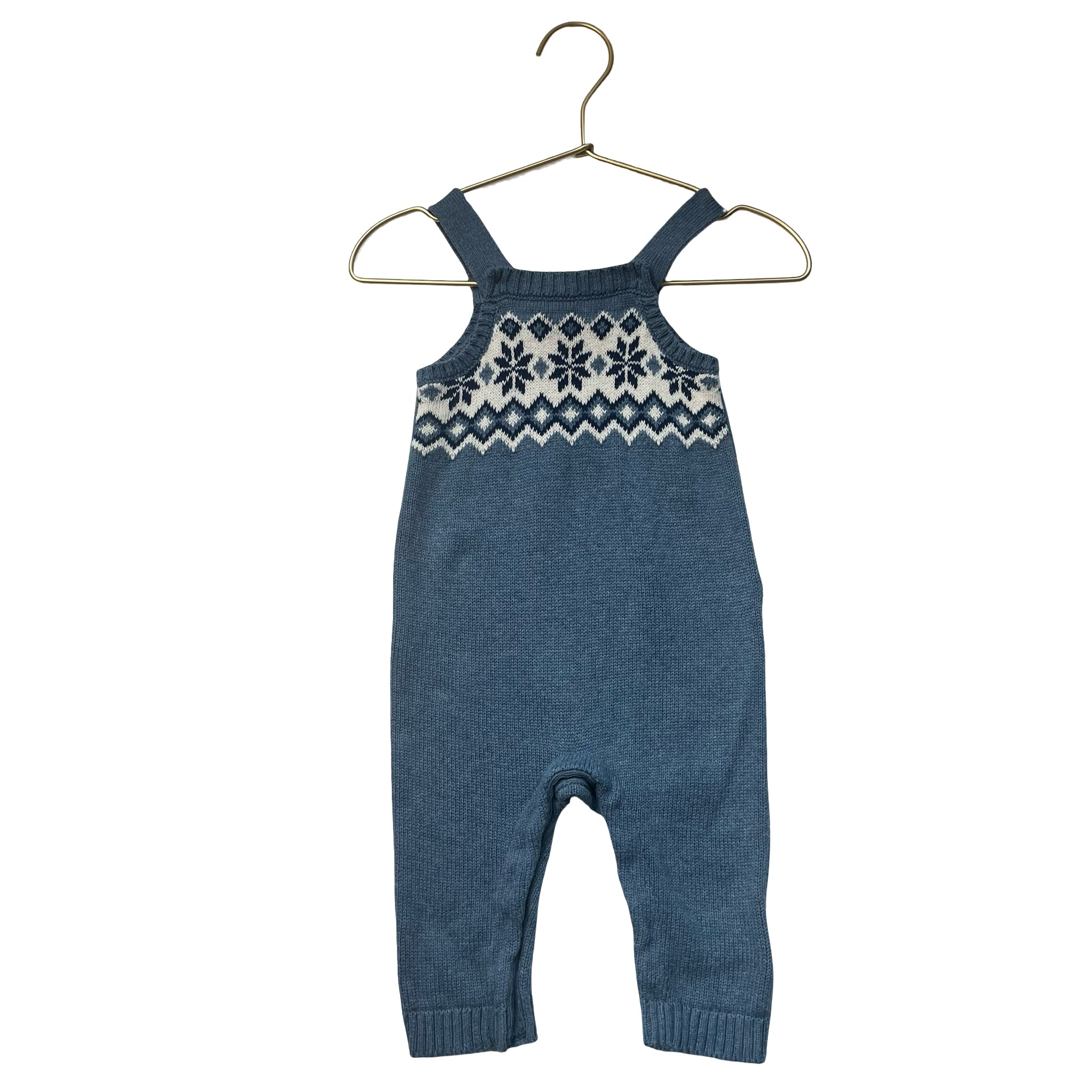 Baby Gap Blue Fair Isle Cotton Overalls - Size 3-6 Mo