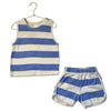 Zara Ivory & Blue Striped Terry Tank & Shorts Set - Size 4