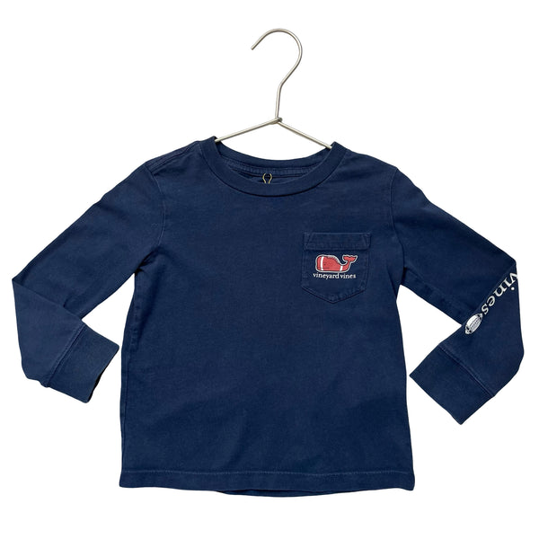 Vineyard Vines Navy Football Whale Graphic Shirt - Size 2T